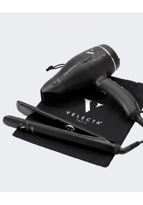 "Exclusive" set - Anti-frizz, powerful hairdryer with curling straightener