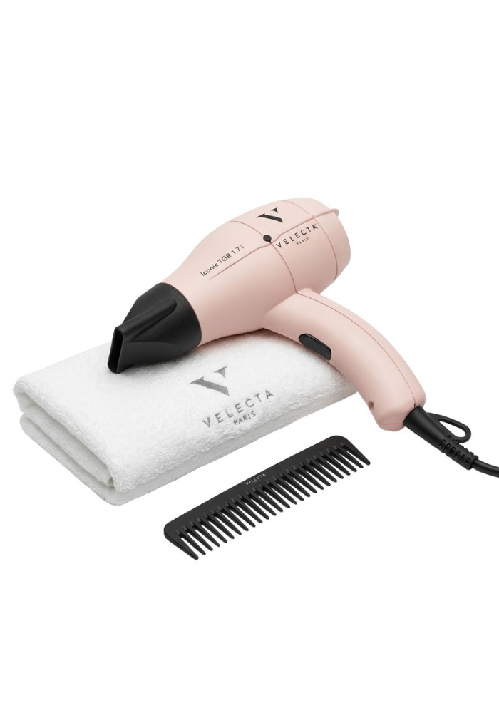 Coffret "Détente" - Sèche-cheveux ultra-léger avec serviette brodée