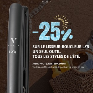 Cheveux lisses, wavy souple ou mouvement naturel : et si un seul outil suffisait ?Le LXR a été pensé pour celles qui aiment varier les coiffages sans multiplier les appareils dans leur salle de bain.Grâce à son design arrondi et ses plaques chauffantes, il permet de créer facilement différents styles selon l'envie du moment :- un lissage net et brillant - des ondulations souples - un effet coiffé-décoiffé naturel - des retouches rapides avant une sortieEt pendant les soldes d'été, le LXR bénéficie de -25 %.Une belle occasion de découvrir l'outil préféré de celles qui aiment alterner les looks sans compliquer leur routine.✨ Offre valable dans la limite des stocks disponibles.Retrouvez le LXR directement via le lien en bio.#LisseurBoucleur #WavyHair #SoldesEte #RoutineCheveux #VelectaParis