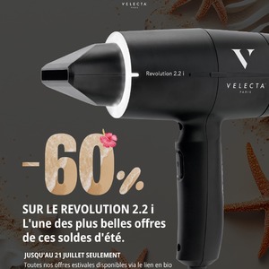 Certaines offres méritent qu'on s'y attarde.Pendant les soldes d'été, le Revolution 2.2i bénéficie de -60 %, passant de 284,90€ à 113,96€.Un modèle qui réunit plusieurs des critères les plus recherchés :- une puissance professionnelle• une technologie ionique anti-frizz• une fabrication française• une conception pensée pour durer• un confort d'utilisation au quotidienLe genre d'outil qu'on choisit pour aujourd'hui… mais qu'on garde pendant des années.Si vous attendiez le bon moment pour découvrir le Revolution 2.2i, il est peut-être arrivé.✨ Offre valable dans la limite des stocks disponibles.Retrouvez le Revolution 2.2i directement via le lien en bio.#SoldesEte #SecheCheveuxProfessionnel #MadeInFrance #AntiFrizz #VelectaParis